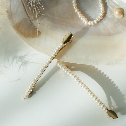 Freshwater Pearl Barrette;Handmade Natural Pearl Hair Clip; Gold  Pearl Hair Accessory;Wedding Hair Jewelry