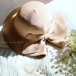Vacation Bucket Straw Hat With Bow; Beach Hat For Women; Fashion Sun Hat; Summer Hat With Wide Brim; Gift For Her