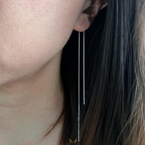 Pendientes de plata de ley con forma de enhebrador - Pendientes colgantes de cadena de caja imagen 8