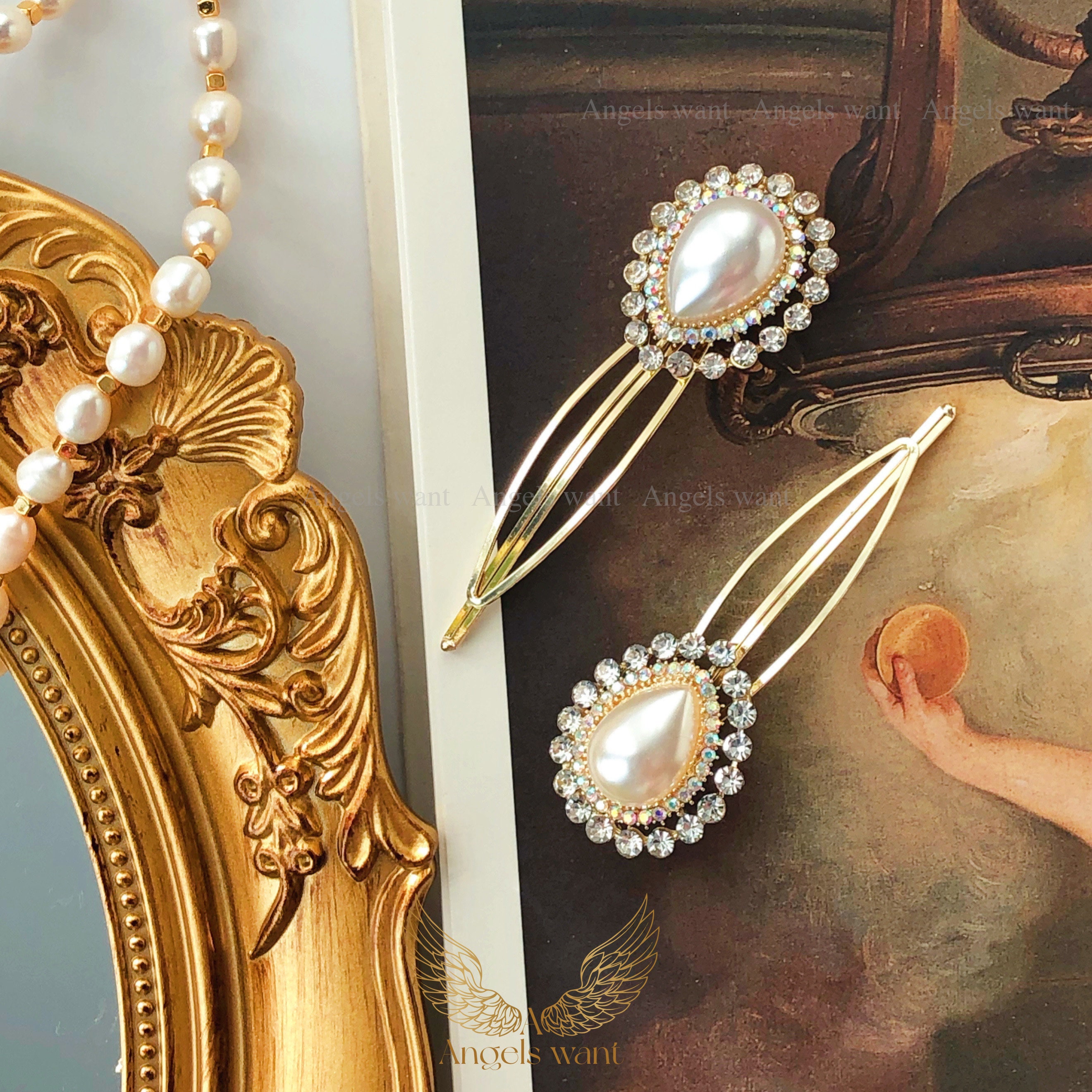 Pearl Rhinestone Hair Pin Set: Bridal Wedding Hair Jewelry  display picture 1
