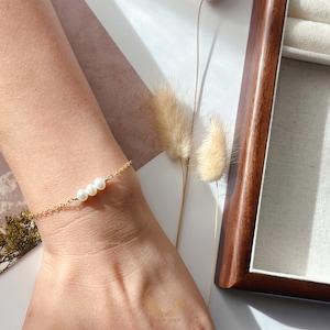 Gold Filled Freshwater Pearl Bracelet: Delicate Minimalist Jewelry