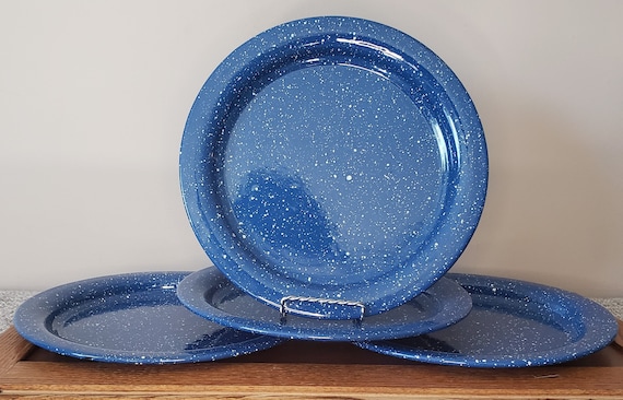 Set of 4 - Enamelware Dinner Plates