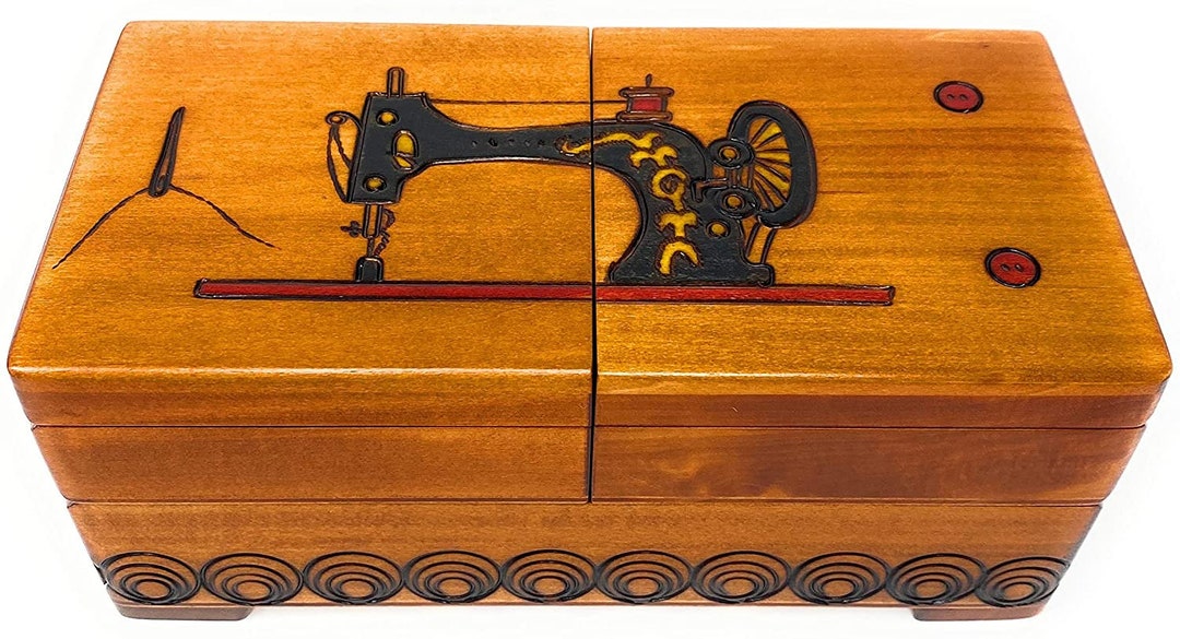 Handmade Polish Sewing Box W/ Multiple Compartments Made With Linden