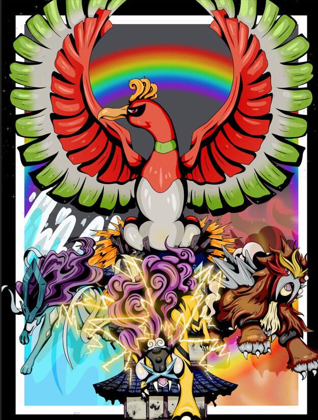 Download Ho-oh And Suicune Rainbow Pokemon Battle Background