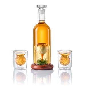 Handmade Golf Whiskey Decanter Set, 3D Golf Ball Design, Unique Golf Gift for Men, Whiskey Lover Gift, Bourbon Scotch Decanter, Golf Barware