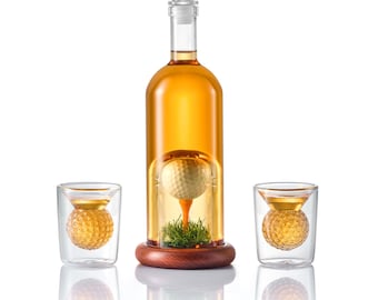 Handmade Golf Whiskey Decanter Set, 3D Golf Ball Design, Unique Golf Gift for Men, Whiskey Lover Gift, Bourbon Scotch Decanter, Golf Barware