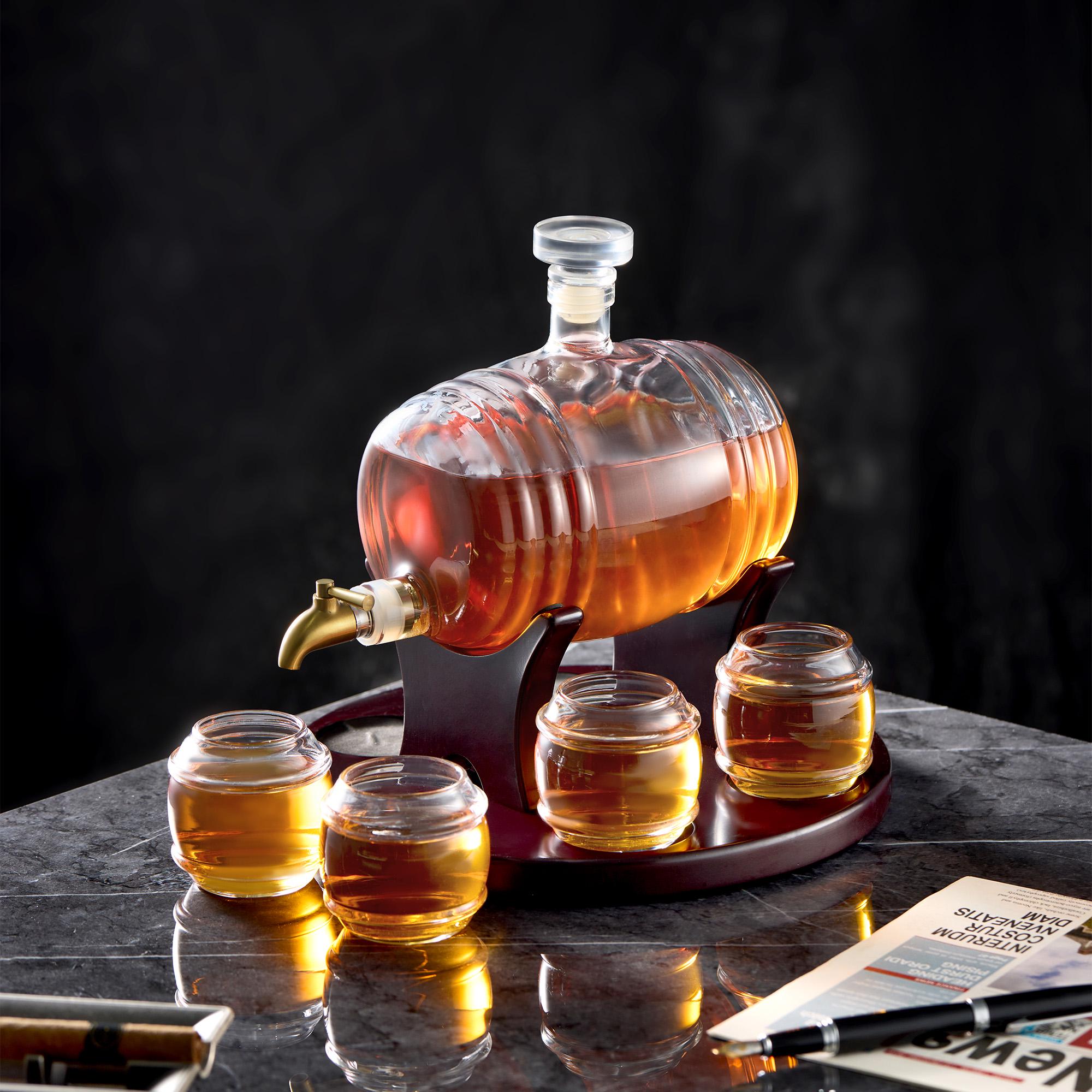 Whiskey Barrel Decanter Set: Liquor Dispenser, Home Bar Decor - Etsy