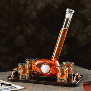 CRAFTGEN Golf Whiskey Decanter Set, Bourbon Decanter with Glasses, Whiskey Gift for Men, Golfer Gift, Home Bar Decor, Father’s Day Gift
