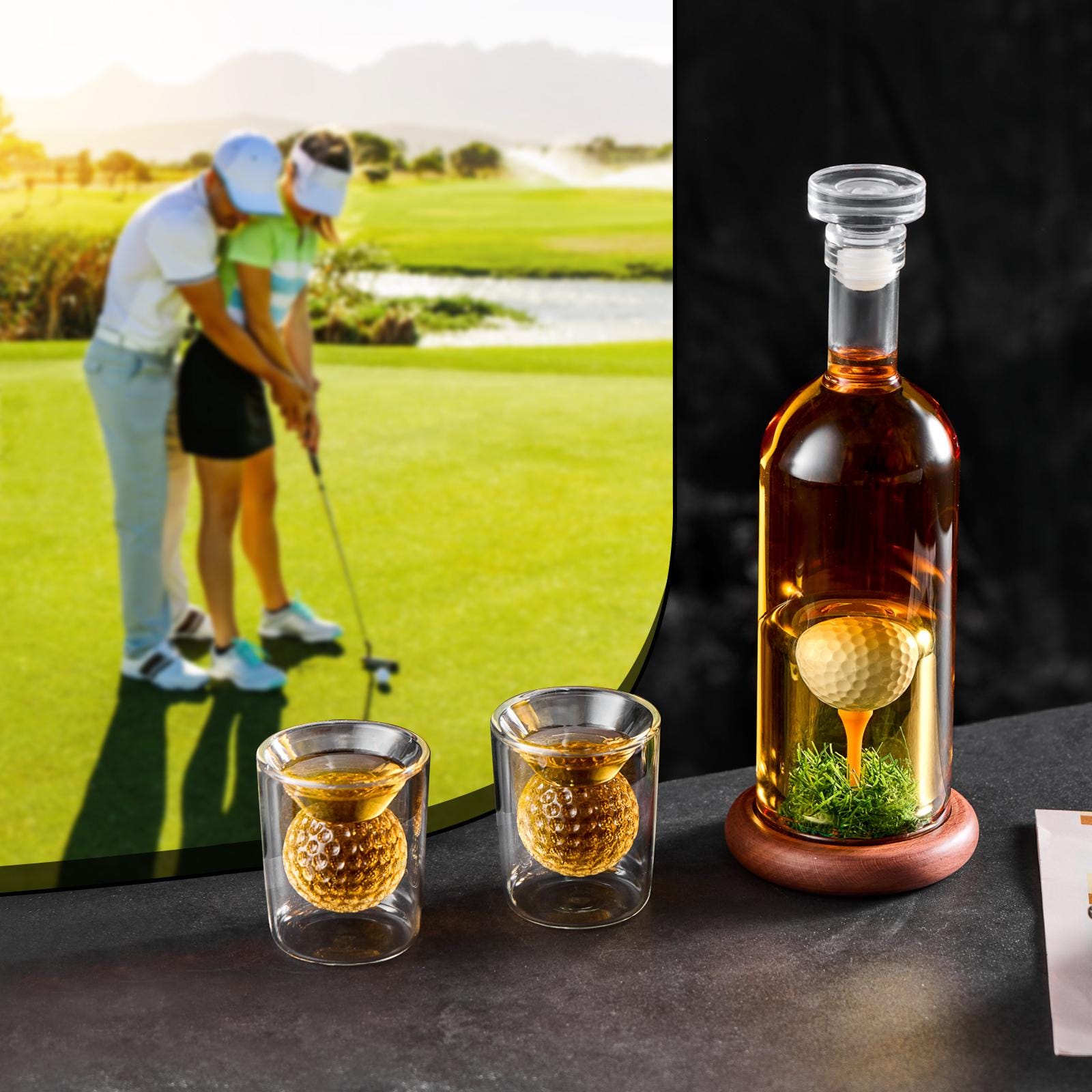Handmade Golf Whiskey Decanter Set, 3D Golf Ball Design, Bottle