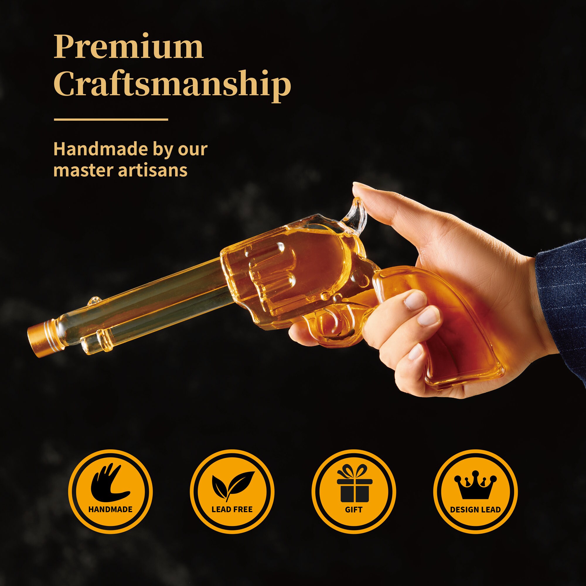 Carafe Whisky Pistolet Avec Verres - Coffret Cadeau Homme Personnalisé Luxe