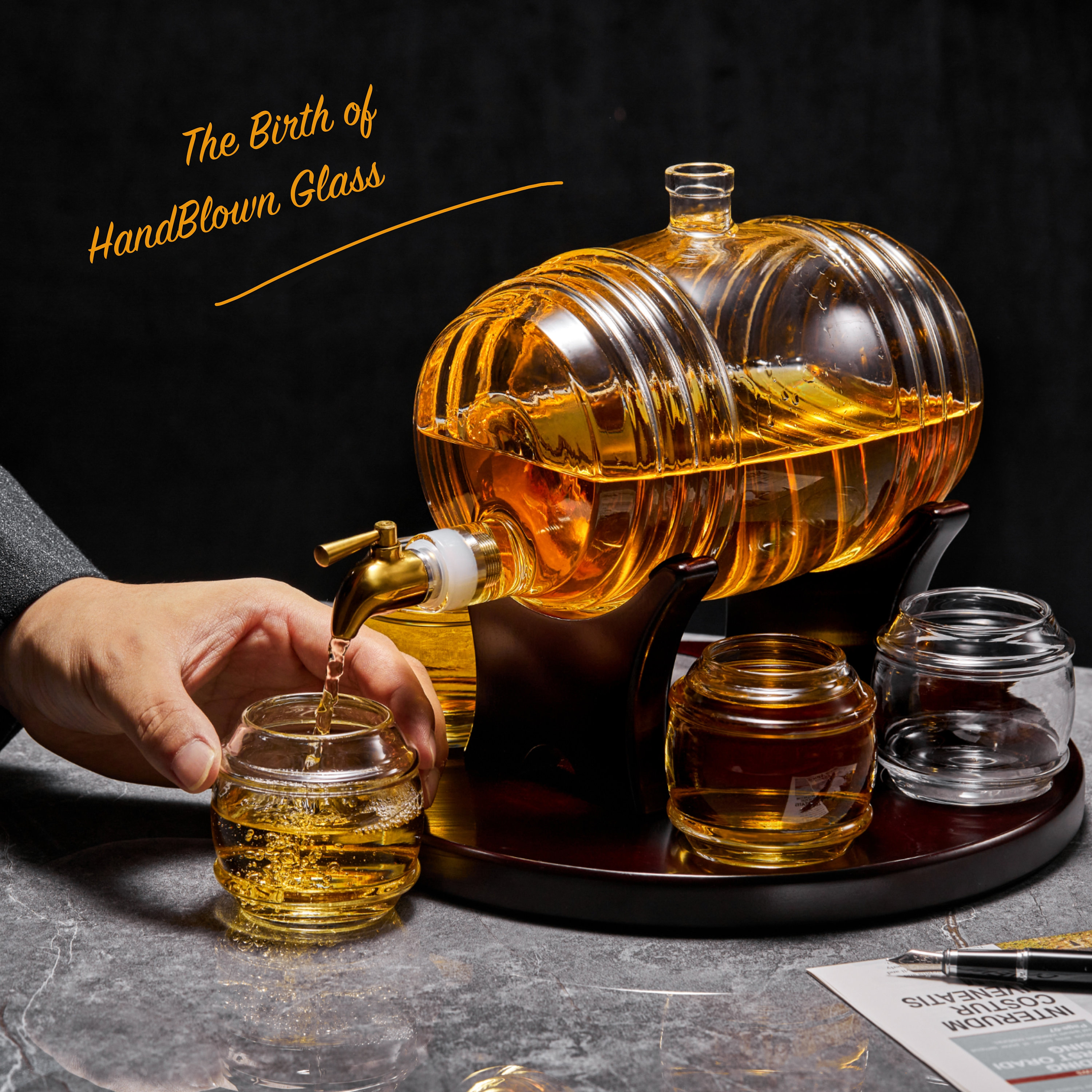 Whiskey Barrel Decanter Set: Liquor Dispenser, Home Bar Decor - Etsy