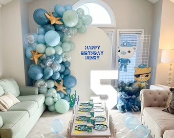 Ocean Animal Themed Birthday Party, Under the Sea Balloon Arch Kit, Aquamarine Baby Shower Balloons, Party Decorations