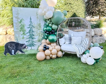 Camping Baby Shower Decor, Mountain Theme Balloon Garland Kit