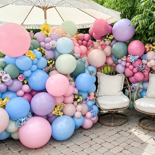 Wildflower Balloon Arch, Spring Balloon Garland, Garden Party Balloons, Rainbow Balloons, Tea Party Balloon Kit, Party Decor