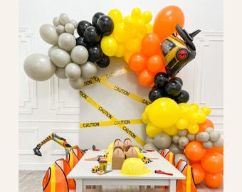 Construction Birthday Decorations, Balloon Garland, 1st Birthday Balloon Arch, Traffic Party Backdrop, Baby Shower Balloons