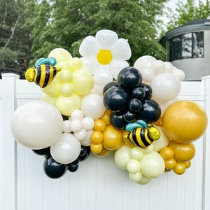 Bumble Bee Baby Shower Balloon Garland Kit, First Bee Day Party Decorations, Mommy to Bee Balloon Arch