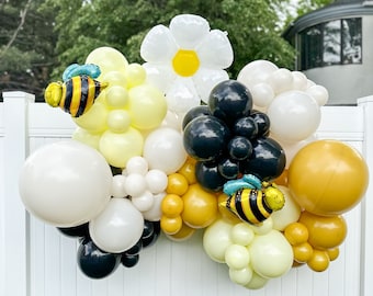 Bumble Bee Baby Shower Balloon Garland Kit, First Bee Day Party Decorations, Mommy to Bee Balloon Arch