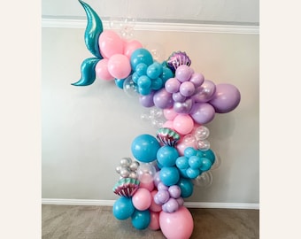DIY Mermaid Balloon Garland, Mermaid Tail Balloon Arch, Under the Sea Party Decorations, Summer Balloons, Mermaid Birthday