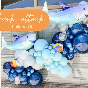 Shark Balloon Garland, Nautical Balloon Arch, Nemo Birthday Party, Baby Shark Party Decorations, Shark Foil Balloon
