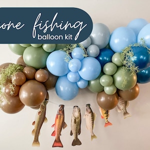 Gone Fishin' Balloons, Fishing Birthday Party Balloon Arch, Ofishally One Balloon Garland, Baby Shower Decorations, Saltwater Fish Garland