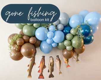 Gone Fishin' Balloons, Fishing Birthday Party Balloon Arch, Ofishally One Balloon Garland, Baby Shower Decorations, Saltwater Fish Garland