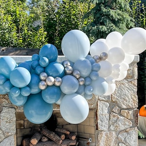 Dusty Blue Balloons, Light Blue Balloon Wall, Blue Balloon Garland, Baby Shower Balloons, Birthday Balloons, Party Decorations