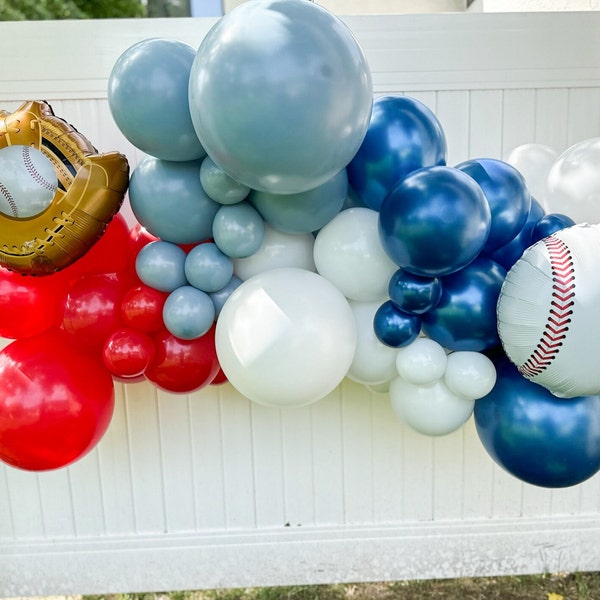 Rookie of the Year First Birthday, Baseball Balloon Garland, Baseball Theme Party Decor Backdrop, Balloon Arch Kit, Birthday Decorations