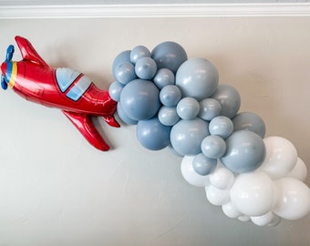Up, Up, and Away: Airplane Birthday Decorations & Time Flies Balloon Garland