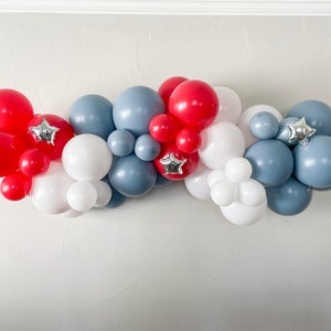 Red White and Blue Balloon Garland, All American Birthday, 4th of July Balloons, Little Firecracker Party, Muted Americana Balloon Arch Kit