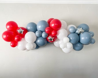 Red White and Blue Balloon Garland, All American Birthday, 4th of July Balloons, Little Firecracker Party, Muted Americana Balloon Arch Kit