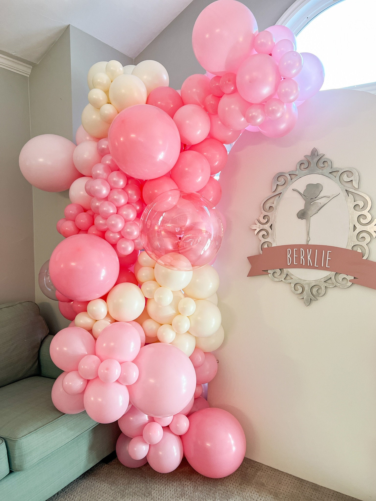 thumbnail image 2 of 50 Pcs Ballerina Birthday Party Decorations - Pink Ballet Backdrop, Balloons & Table Cover Set 2 of 14
