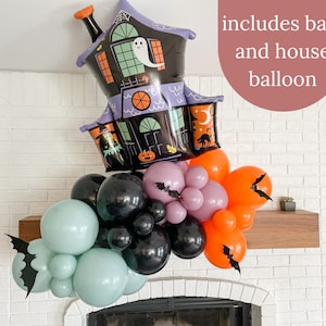 Halloween Balloon Garland, Spooky Balloon Arch, Pastel Boho Halloween Arch, Haunted House Balloon Arch, Bat Balloon Arch