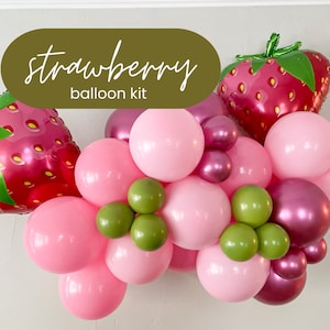 Sweet Berry Party, Berry First Birthday, Strawberry Birthday Decorations, Berry Theme Balloon Arch, Balloon Garland Kit