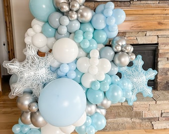 Blue Snowflake Balloon Arch Kit, Frozen Theme Birthday Party Decorations, Balloon Garland Kit