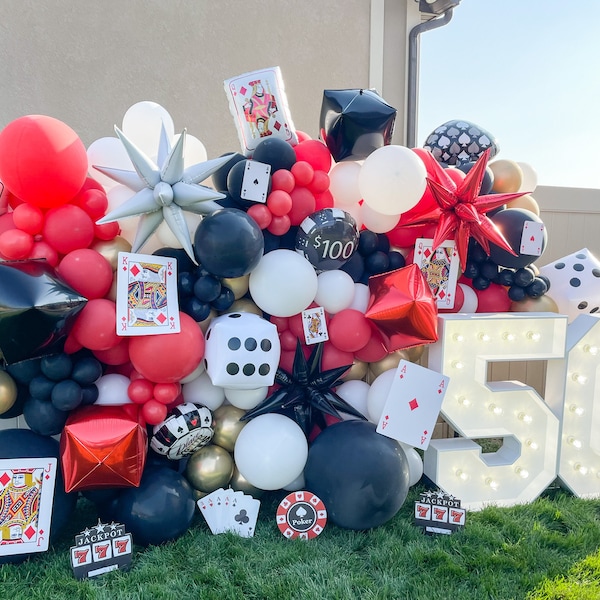 Casino Theme Party Decor, Balloon Arch Kit, Casino Night Decorations, Balloon Garland, 50th Birthday Decorations