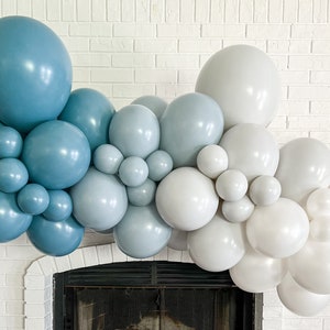 Blue Balloon Garland, Pastel Cerulean Balloon Arch Kit, Slate Blue Balloons, Dusty Blue Baby Shower Decorations