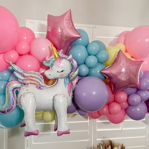 Rainbow Unicorn Balloon Arch, Pastel Balloon Garland, Birthday Party Decorations, Custom Balloon Arch, My Little Pony Balloons