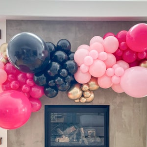 Pink and Black Balloon Arch Kit, Birthday Balloons, Custom Balloon Garland