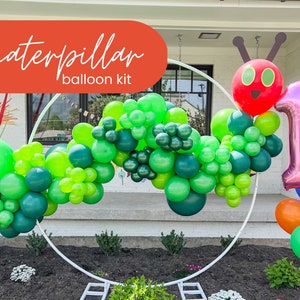 Very Hungry Caterpillar Balloon Kit, Eric Carle Balloon Arch, First Birthday Party Decorations, Green Balloon Garland