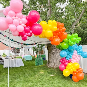 Bright Colorful Balloon Arch Kit, Luau Party Theme, DIY Balloon Garland, Pink Yellow Orange Blue Balloons
