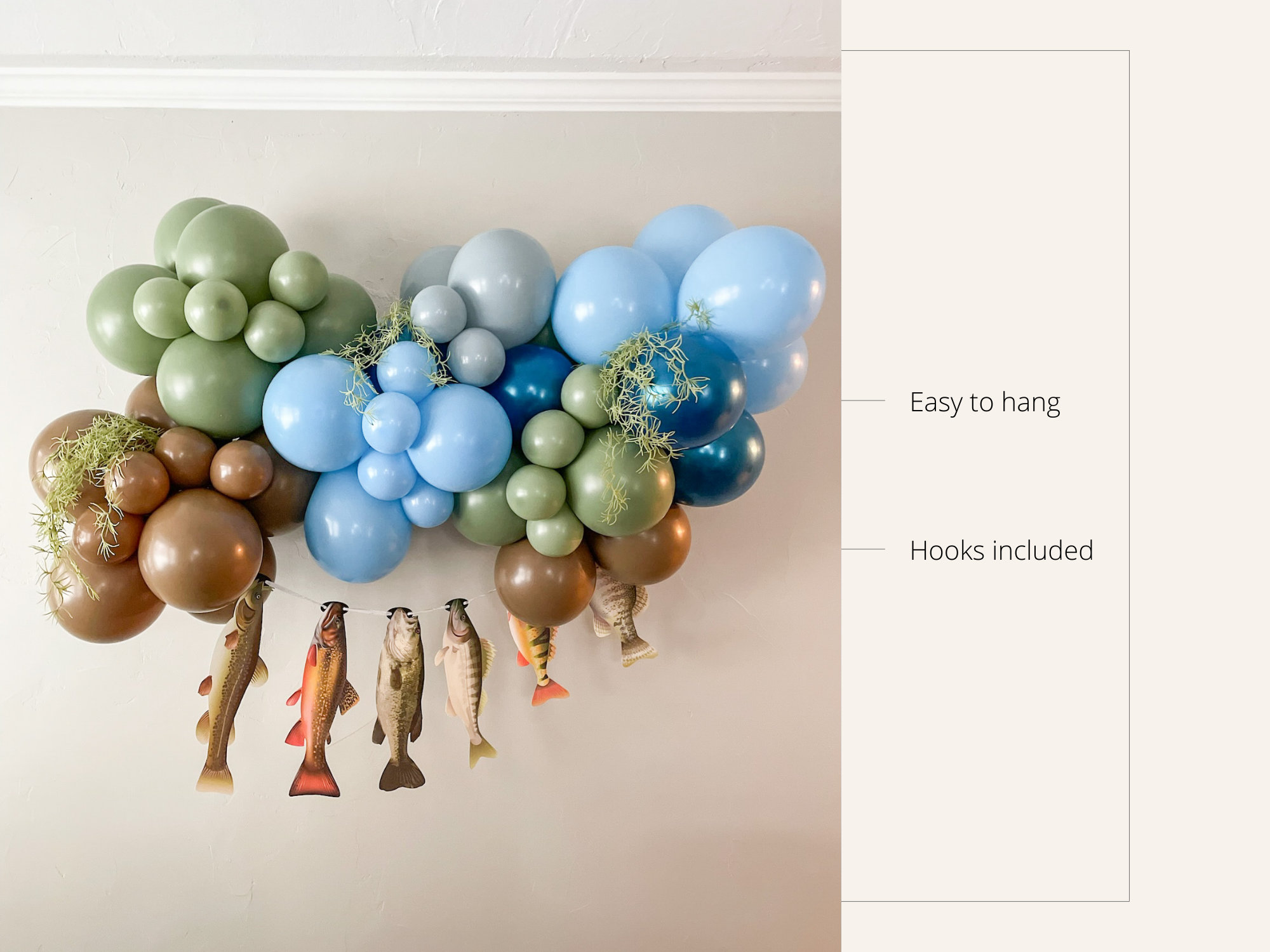 balloons and fish hooks Fishing Theme Birthday Party, Little Fisherman Baby Shower Balloons, String  Fish Banner