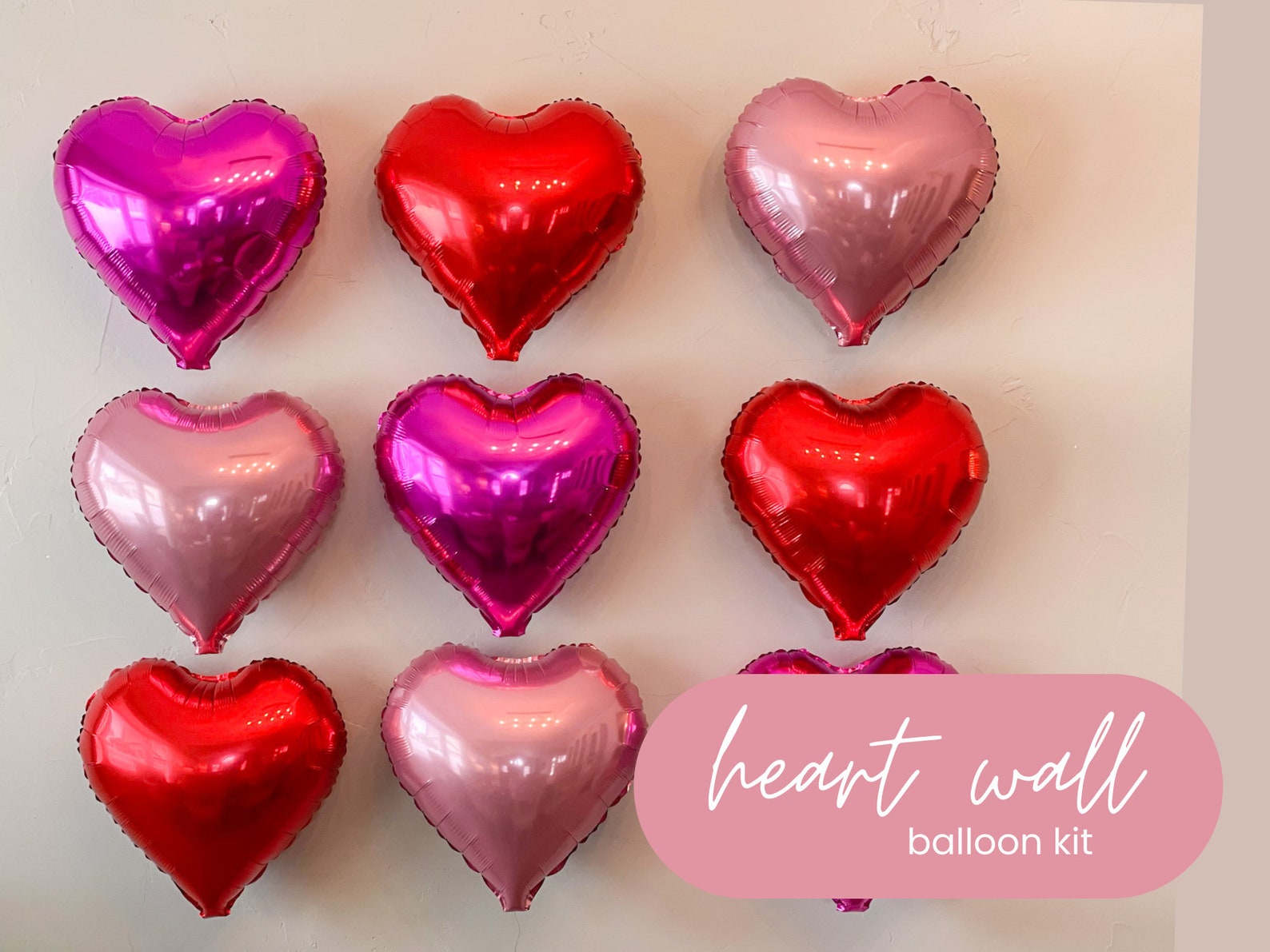 Heart Balloon Wall Pink Heart Balloon Conversation Hearts Etsy