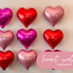 Heart Balloon Wall, Pink Heart Balloon, Conversation Hearts, Valentines Balloons, Heart Mylar Balloons, Foil Balloon, Valentines Backdrop