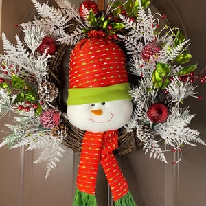 Snowman Wreath for Front Door, Christmas Wreath, Winter Wreath, Holiday Wreath, Whimsical Wreath, Winter Decoration, Gift Idea