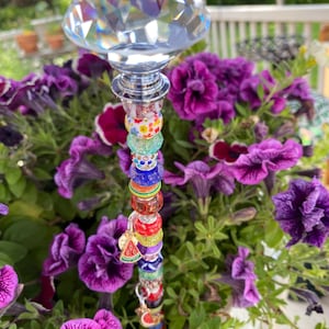 Beaded Watermelon Garden Stake: Sparkling Planter Decoration