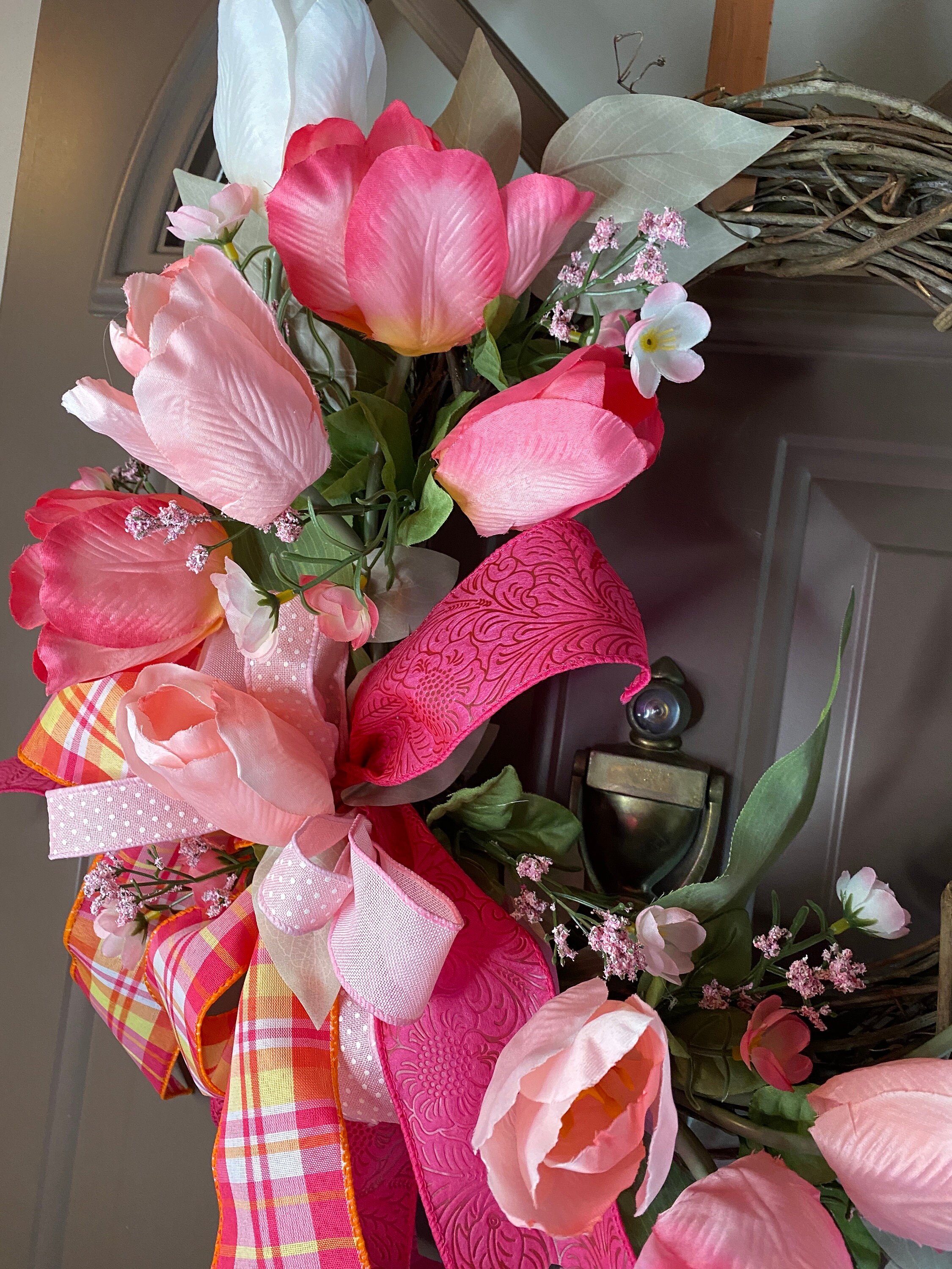 Pink Tulip Wreath: Elegant Spring Summer Door Decor - Etsy