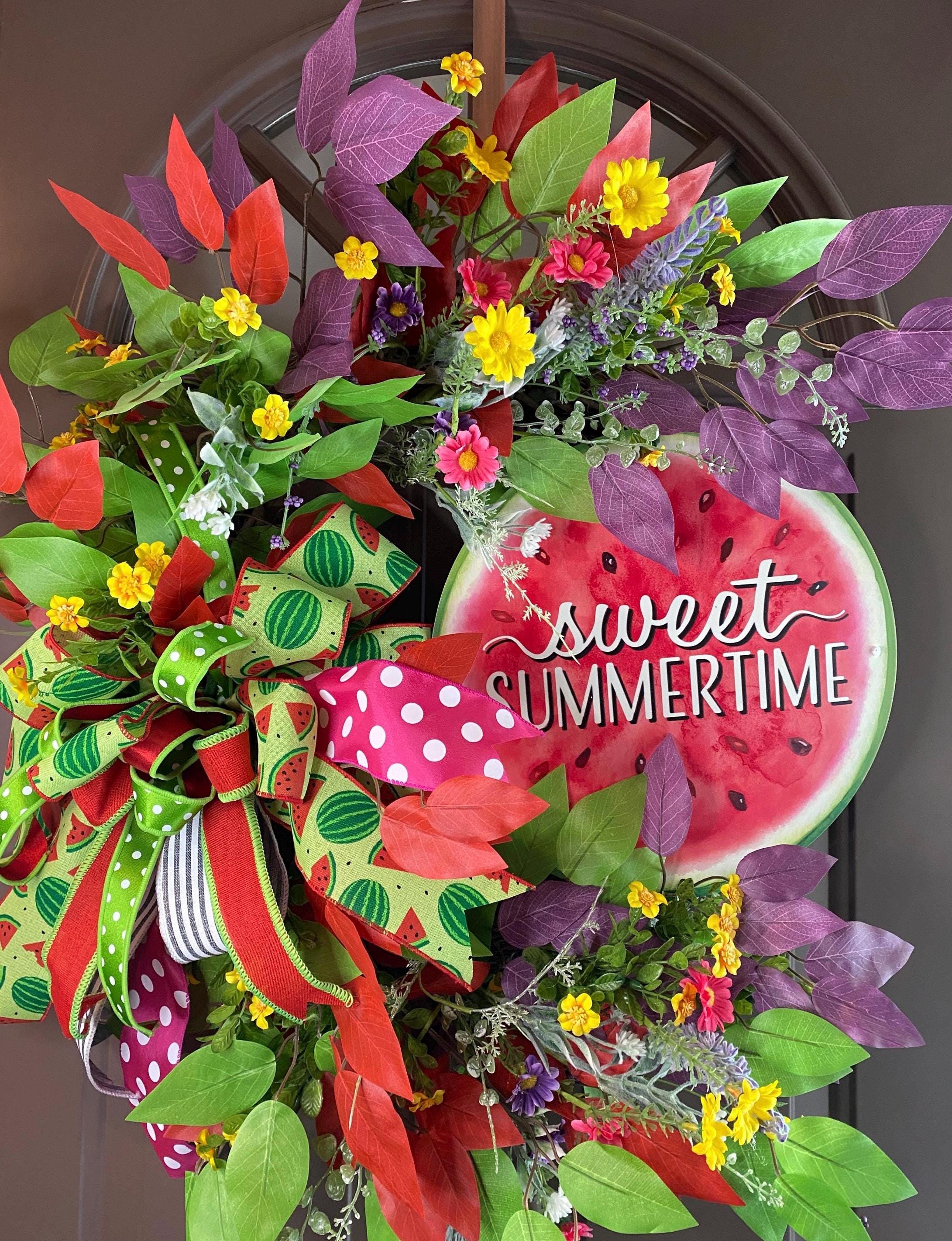 Summertime Wreath for Front Door, Watermelon Wreath, Sweet Summertime, Wildflower Wreath, Summer Wreath, Fun Summer Wreath, Housewarming