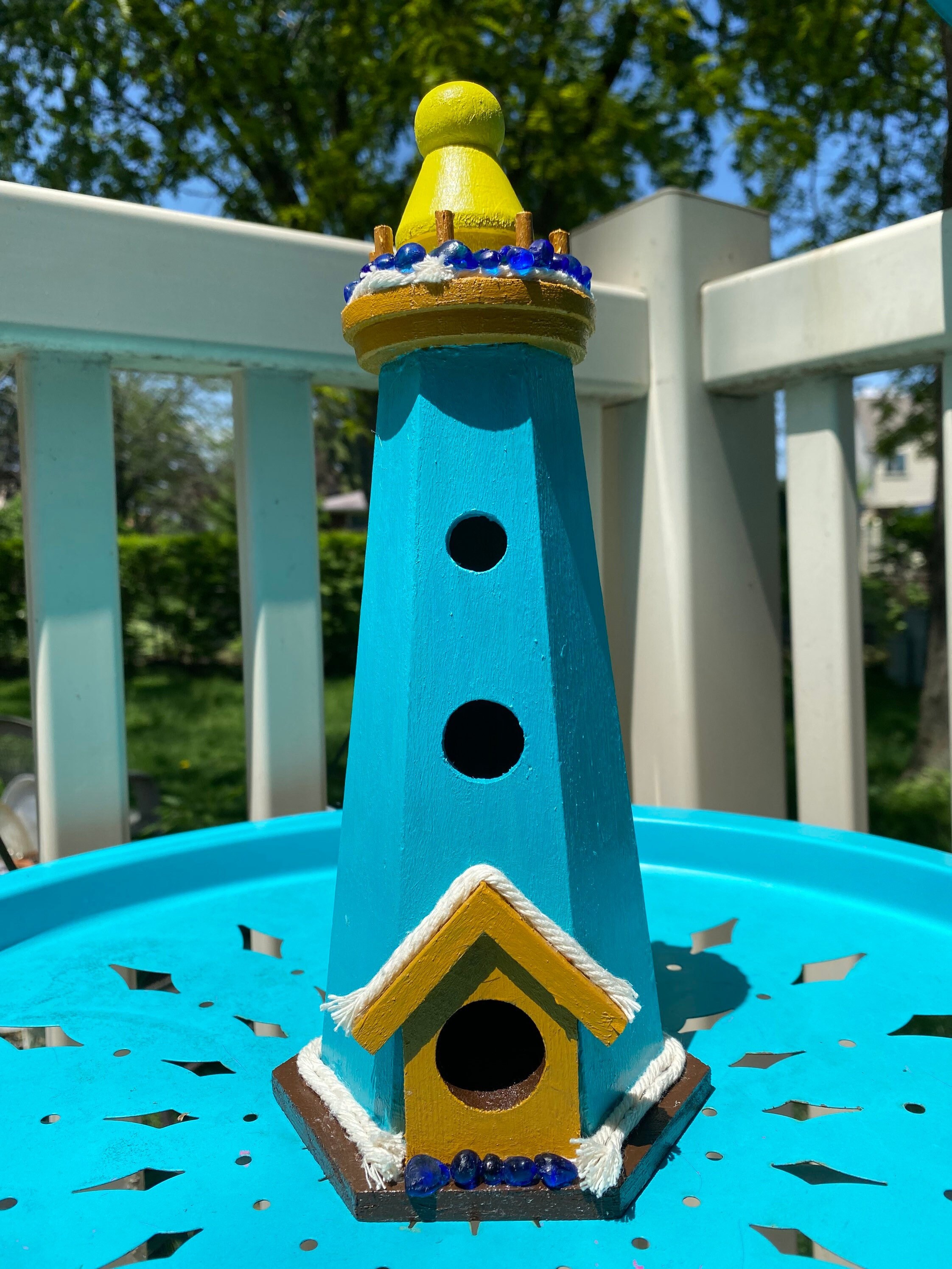 Wooden Birdhouse Lighthouse Birdhouse Nautical Decoration Etsy