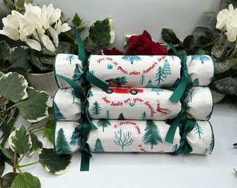 Fabric Eco Reusable Christmas Crackers - O Christmas Tree Design