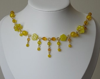 Forsythia Necklace, Sunshine, Czech Glass Beads